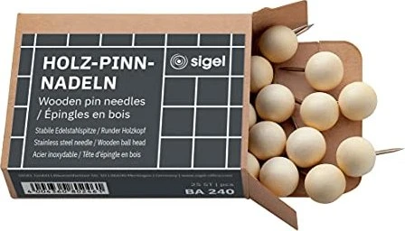 Sigel Holz-Pinnwandnadel, 1.2x2.2cm, natur, 25 Stück