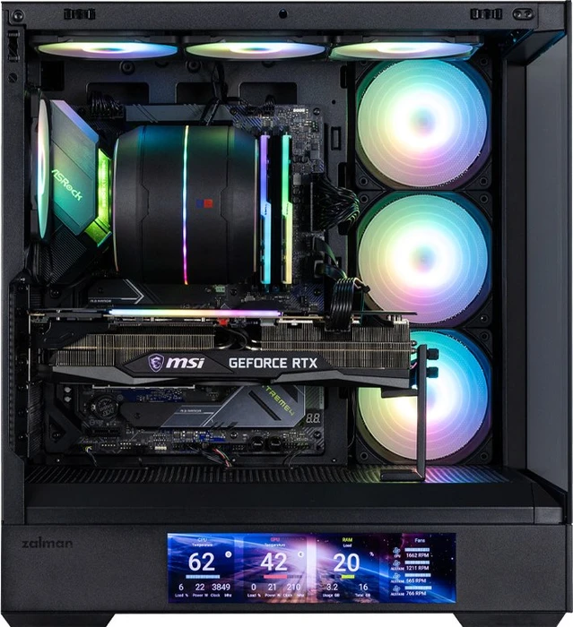 Zalman P40 DS Black, schwarz, Glasfenster