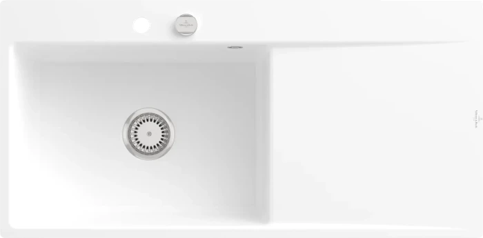 Villeroy & Boch Subway Style 60 flat flächenbündig Becken links mit Ablauffernbedienung stone white