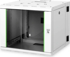 Digitus Professional Unique Serie Wandschrank 9HE, zweiteilig, schwenkbar, Sicherheitsglastür, IP2X, grau, 600mm tief
