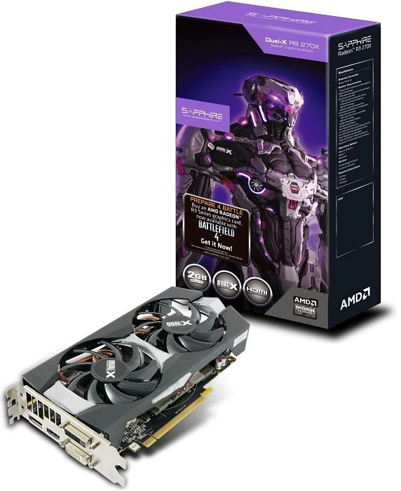 Sapphire Radeon R9 270X Dual-X Battlefield 4 Edition, 2GB GDDR5, 2x DVI, HDMI, DP, lite retail