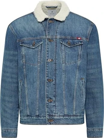 Mustang Style Dallas Shearling mit Used-Waschung Jeansjacke mittelblau (Herren)