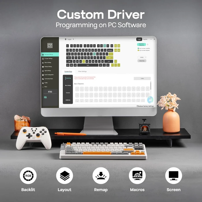 Epomaker RT85 Wireless, Gray White, LEDs RGB, hot-swap, Epomaker Creamy Jade, USB/Bluetooth, US