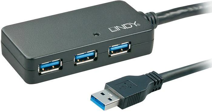 Lindy Active Extension Pro Hub 10m USB-Hub, 3x USB-A 3.0, USB-A 3.0 [Stecker]