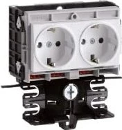 Hager Geräteträger-Technikteil Steckdose 2-fach zu SL 20x55mm verkehrsweiß