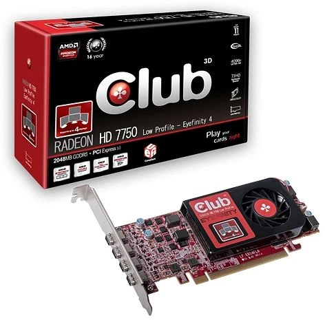 Club 3D Radeon HD 7750 Low Profile - Eyefinity 4, 2GB GDDR5, 4x mDP