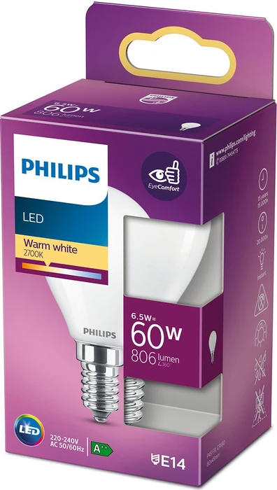 Philips Classic LED Tropfen E14 6.5-60W/827