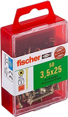 fischer PowerFast FPF-ST A2P 100 T30 Spanplattenschraube, 6x120mm, 100 Stück