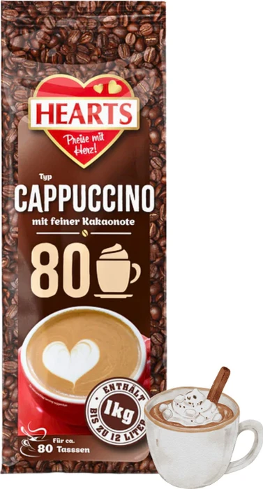 Hearts Cappuccino mit feiner Kakaonote Löskaffee, 1.00kg