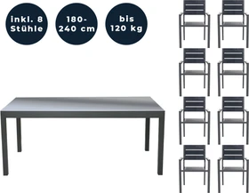 Home Deluxe Sol Madera Gartenmöbel-Set anthrazit, 9-tlg.