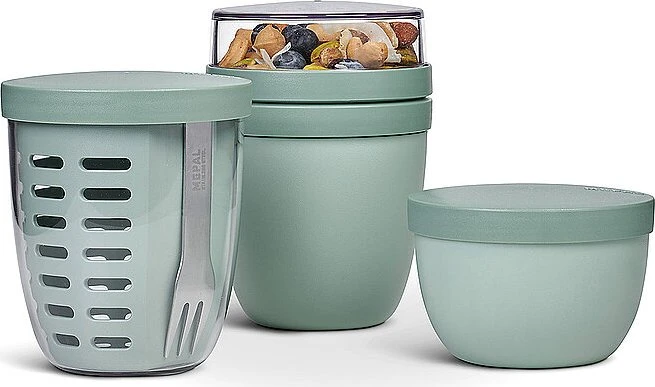 Mepal Ellipse Lunch, Snack und Fruitpot Aufbewahrungsbehälter-Set nordic sage, 3-tlg.