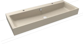 Kaldewei Puro Aufsatz-Doppelwaschtisch 120x46cm mit Überlauf, 2x1 Hahnlochbohrung, Perl-Effekt, warm beige 20