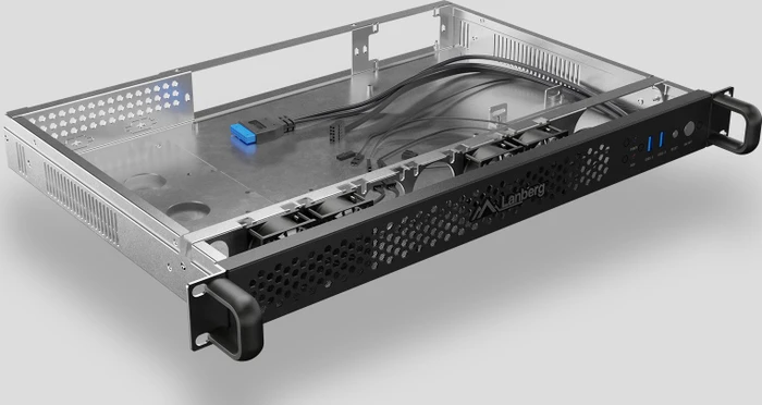 Lanberg Servergehäuse 300/100, schwarz/grau, 1HE, Flex-ATX