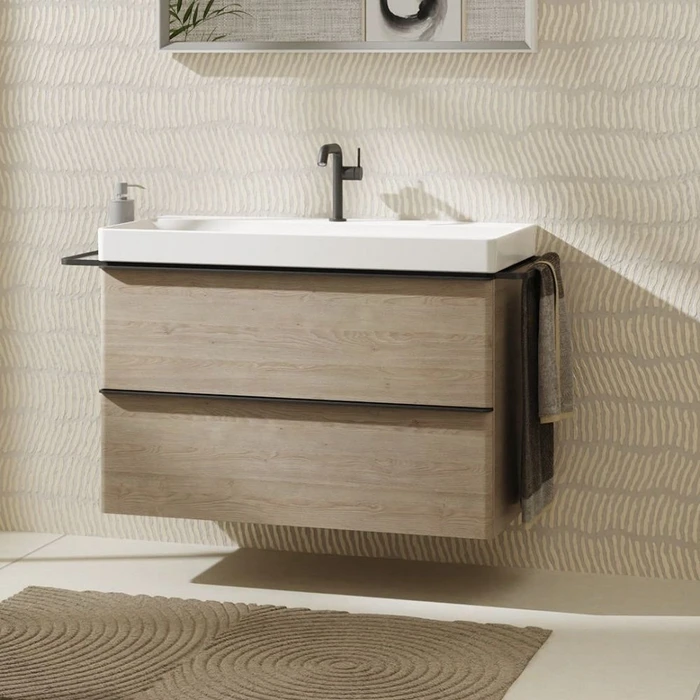 Hansgrohe Xelu Q Waschtischunterschrank 98x60.5cm, 2 Schubkästen, Griff mattschwarz