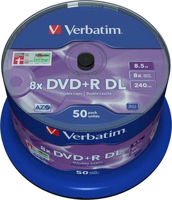 Verbatim DVD+R 8.5GB, 8x, 50er Spindel (43758)