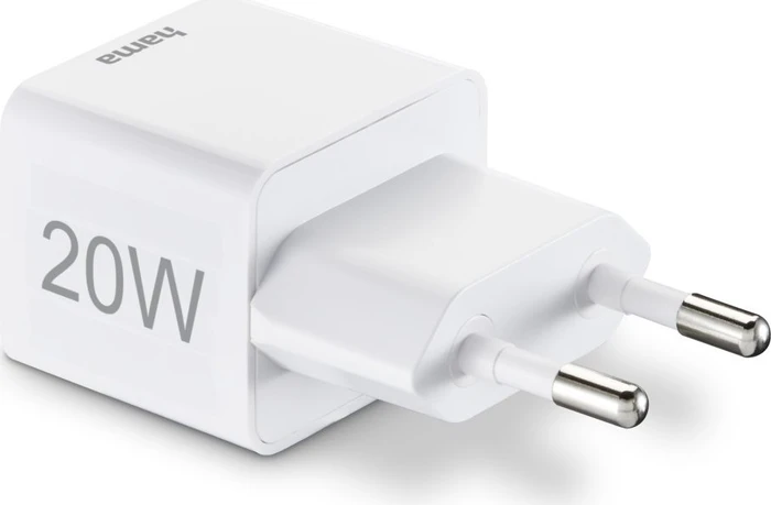 Hama Schnellladegerät USB-C PD/Qualcomm Mini-Ladegerät 20W weiß
