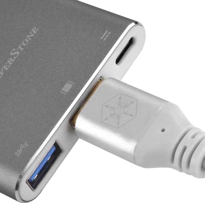 SilverStone EP08 USB 3.0 Typ-C auf HDMI Adapter, silber