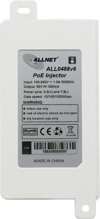 Allnet Wallmount Gigabit PoE-Injektor, 2x RJ-45, 30W PoE+