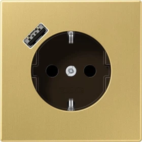 Jung SCHUKO-Steckdose mit USB-Ladegerät Safety+, messing classic