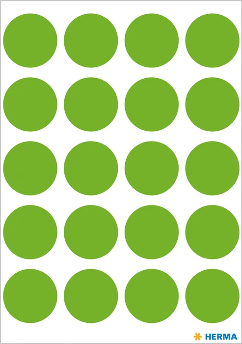 Herma Markierungspunkte 19mm, leuchtgrün, 50 Blatt