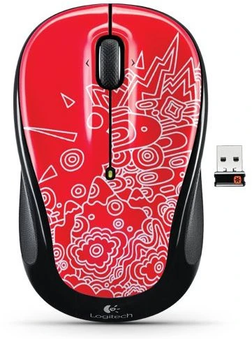 Logitech M325 Wireless Mouse Red Topography, USB