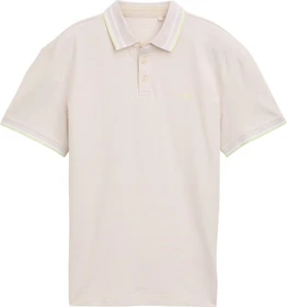 Tom Tailor Piqué mit Stretch Poloshirt kurzarm light cashew beige two tone (Herren)