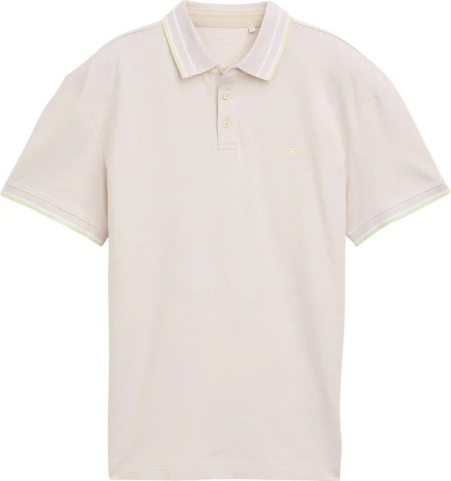 Tom Tailor Piqué mit Stretch Poloshirt kurzarm light cashew beige two tone (Herren)