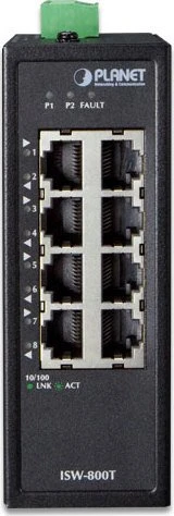 Planet ISW-800T Wide-Temperature Industrial Railmount Switch, 8x RJ-45