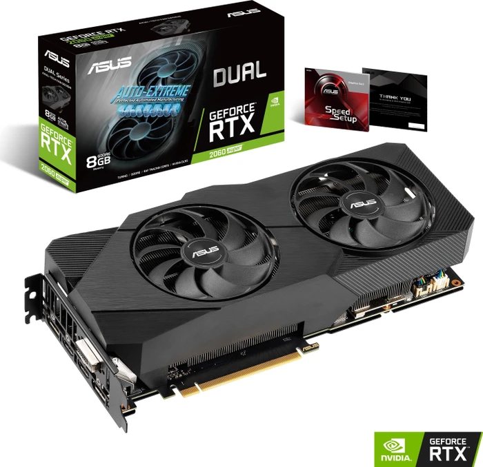 ASUS Dual GeForce RTX 2060 SUPER EVO, DUAL-RTX2060S-8G-EVO, 8GB GDDR6, DVI, 2x HDMI, 2x DP