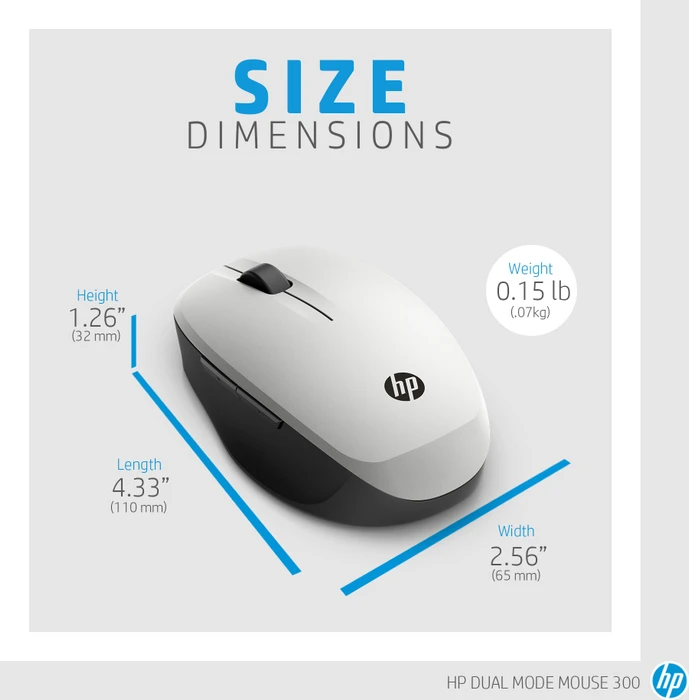 HP Dual-Mode Mouse 300 silber, USB/Bluetooth