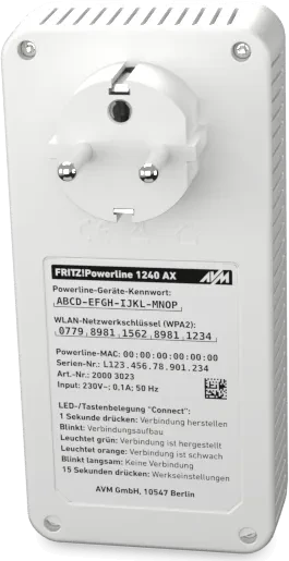 FRITZ! FRITZ!Powerline 1240 AX WLAN Set, Powerline/WLAN-Access Point und Powerline-Adapter Set, 2er-Bundle