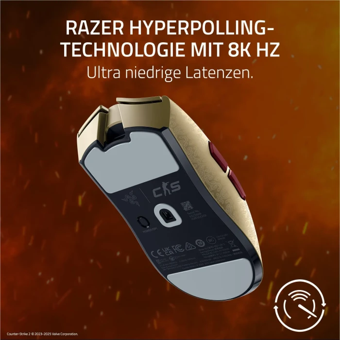 Razer Viper V3 Pro Counter-Strike 2 Dragon Lore Edition gold/rot, USB