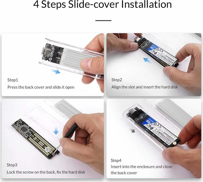 Orico TCM2-C3, silber/transparent, USB-C 3.1