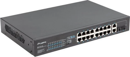 Lanberg RSFE Rackmount Switch, 16x RJ-45, 2x RJ-45/SFP, 150W PoE+