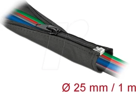 DeLOCK Geflechtschlauch mit Reißverschluss, hitzebeständig, 25mm, 1m, schwarz