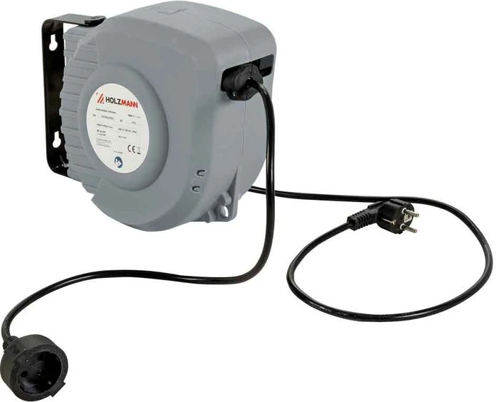Holzmann Kabelaufroller EKR10M_230V, Gerätetrommel, Schuko auf 1x Schuko, 10m, IP20, H05VV-F 3G1,5