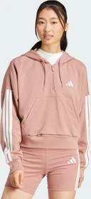 adidas Essentials 3-Streifen French Terry Quarter-Zip Hoodie warm clay/white (Damen)