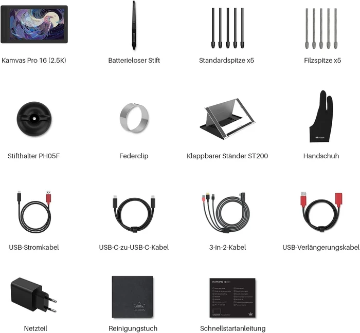 Huion Kamvas Pro 16 (2.5K), Silvery Frost