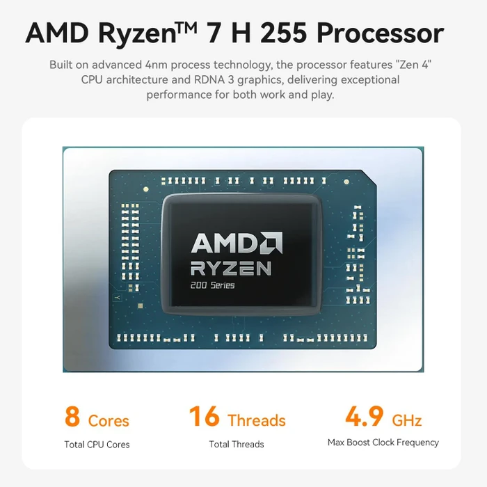 Beelink SER9 Pro, Frost Silver, Ryzen 7 255, 24GB RAM, 500GB SSD