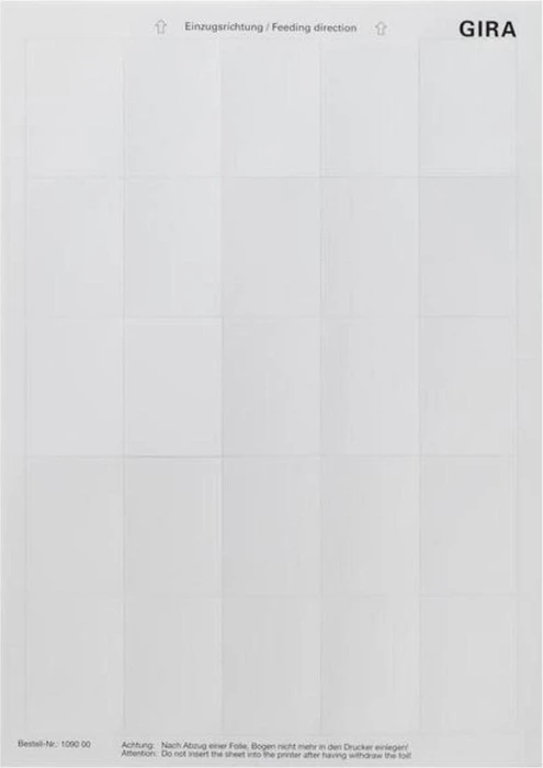 Gira Beschriftungsbögen für System 55