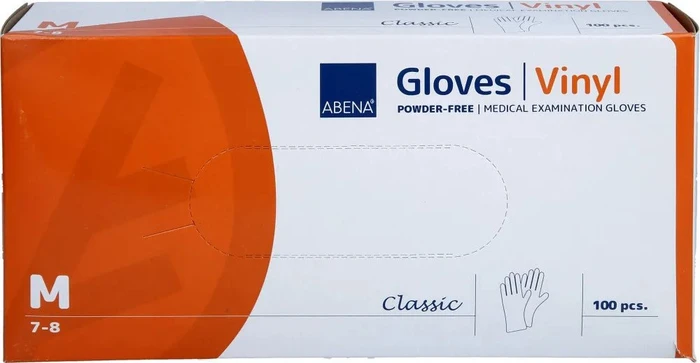 Abena Vinyl Einweghandschuhe M transparent, 100 Stück
