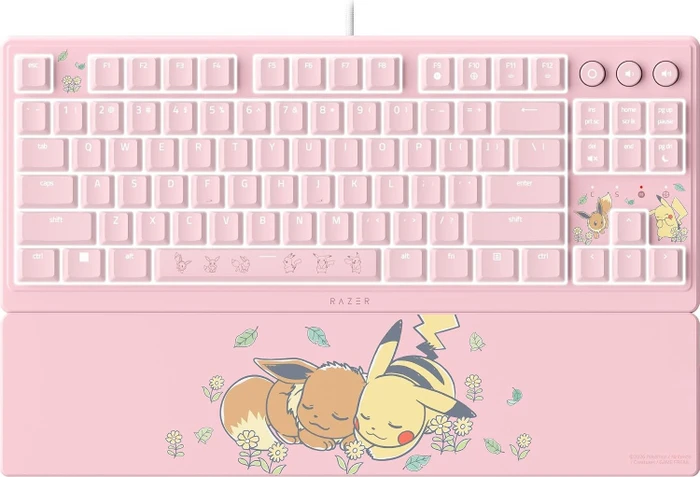 Razer Ornata V3 TKL, Pokemon Pikachu & Eevee Edition, rosa, LEDs RGB, USB, US