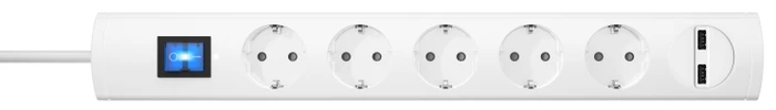 Kopp Steckdosenleiste UNOversal Plus mit Schalter und 2x USB, 5-fach, 1.4m, weiß