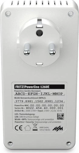 FRITZ! FRITZ!Powerline 1260 WLAN Set / 1260E Kit, Powerline/WLAN-Access Point und Powerline-Adapter Set, 2er-Bundle