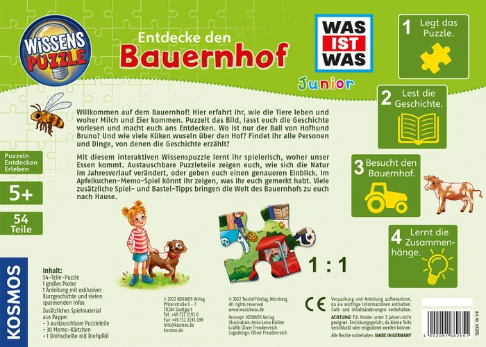 Kosmos Wissenspuzzle WAS IST WAS Junior Entdecke den Bauernhof