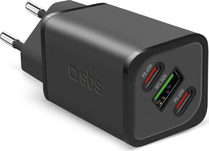 SBS Mobile 65W NanoTube Charger 2x USBC/1x USB-A schwarz