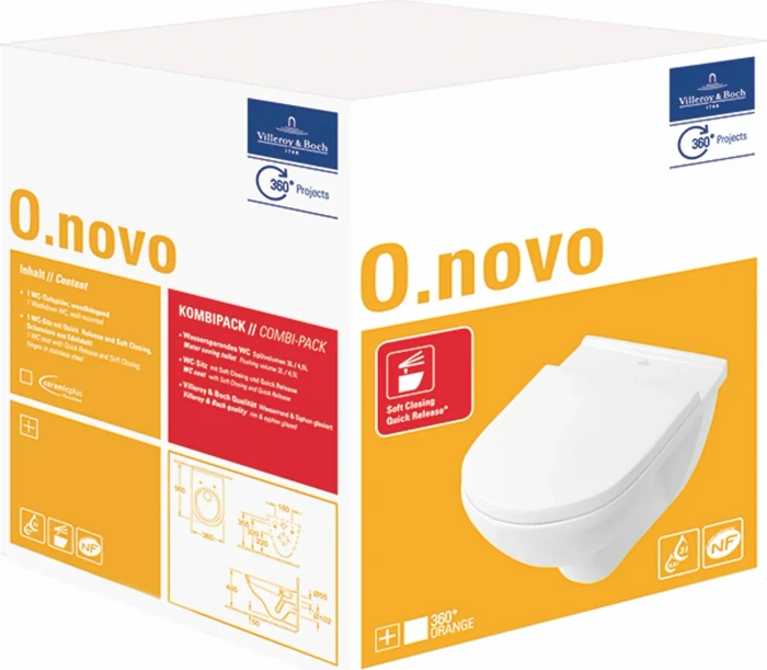 Villeroy & Boch O.novo Wand-Tiefspülklosett Combi-Pack mit WC-Sitz
