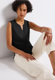 Street One Blusentop mit Brusttaschen Shirt ärmellos schwarz (Damen)