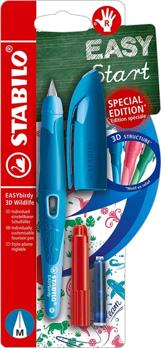 STABILO EASYbirdy 3D Wildlife Special Edition blau, rechte Hand, mittel, Blister