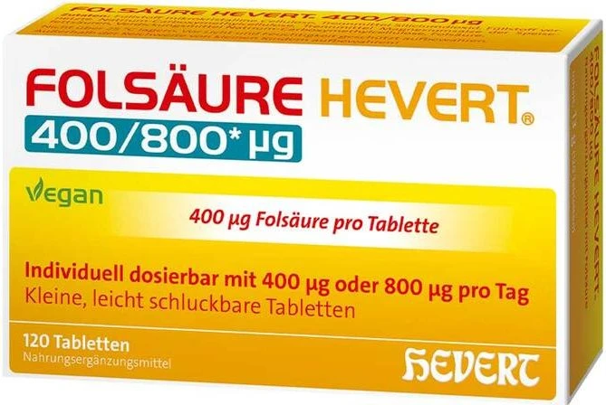 Folsäure Hevert 400/800µg Tabletten, 120 Stück
